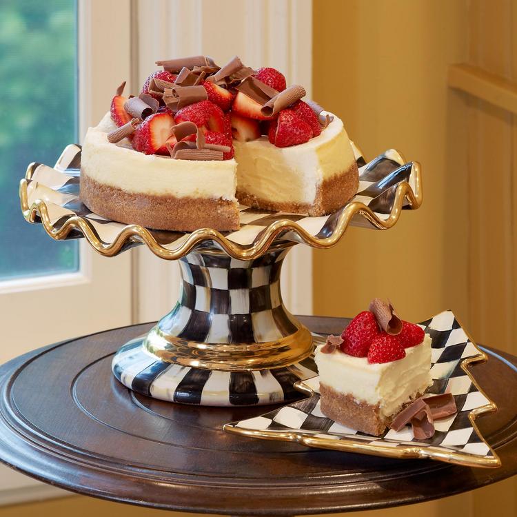MacKenzie-Childs, Courtly Check Ceramic Fluted Cake Stand | Zola
