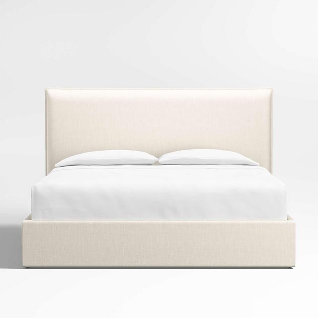 Arvada 54" Ivory Upholstered King Headboard with Storage Bed Base