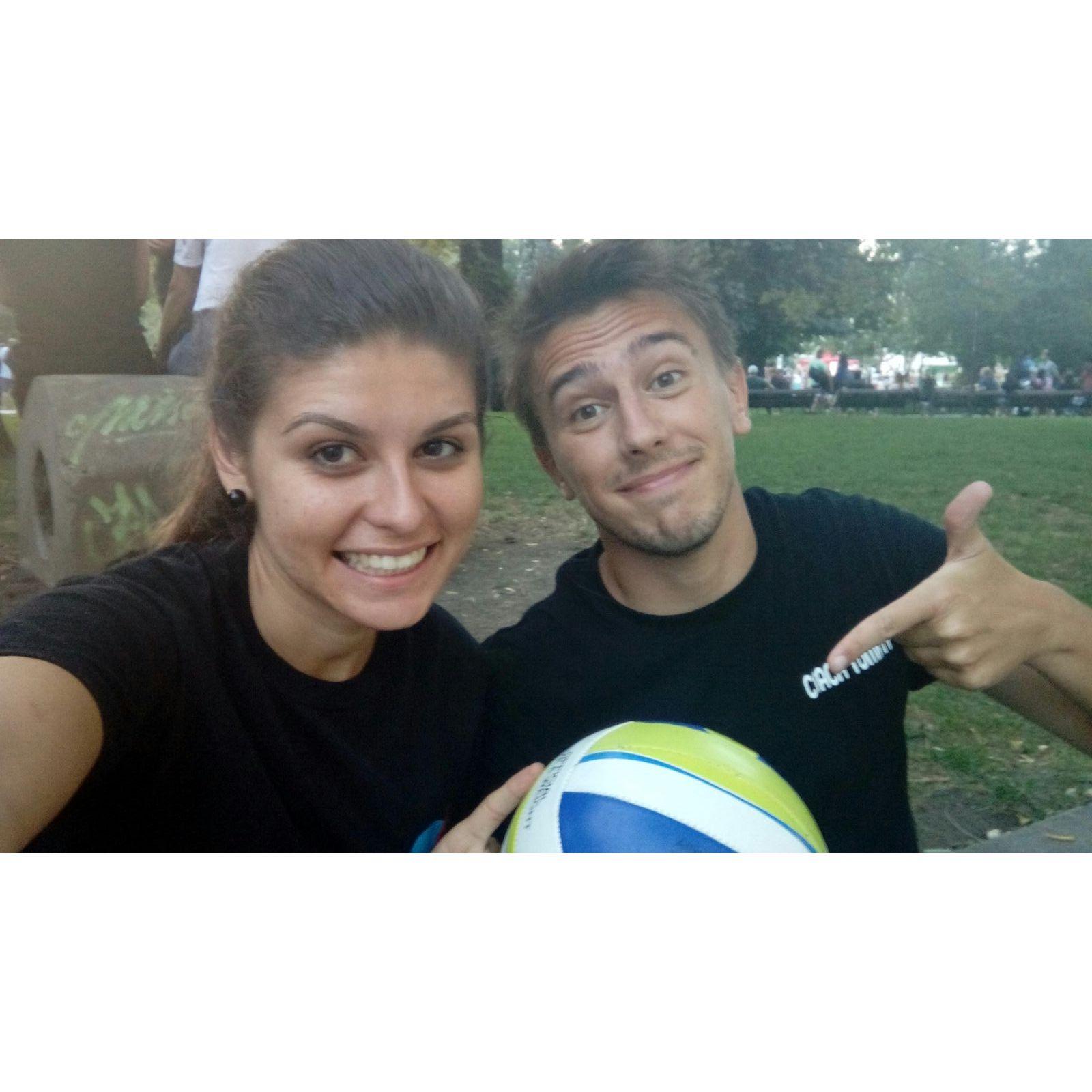 We particularly bonded over volleyball. We would take a break during work to play in the nearby park. Fatma hitting harder than Thomas is a threat to his masculinity but we're still playing!