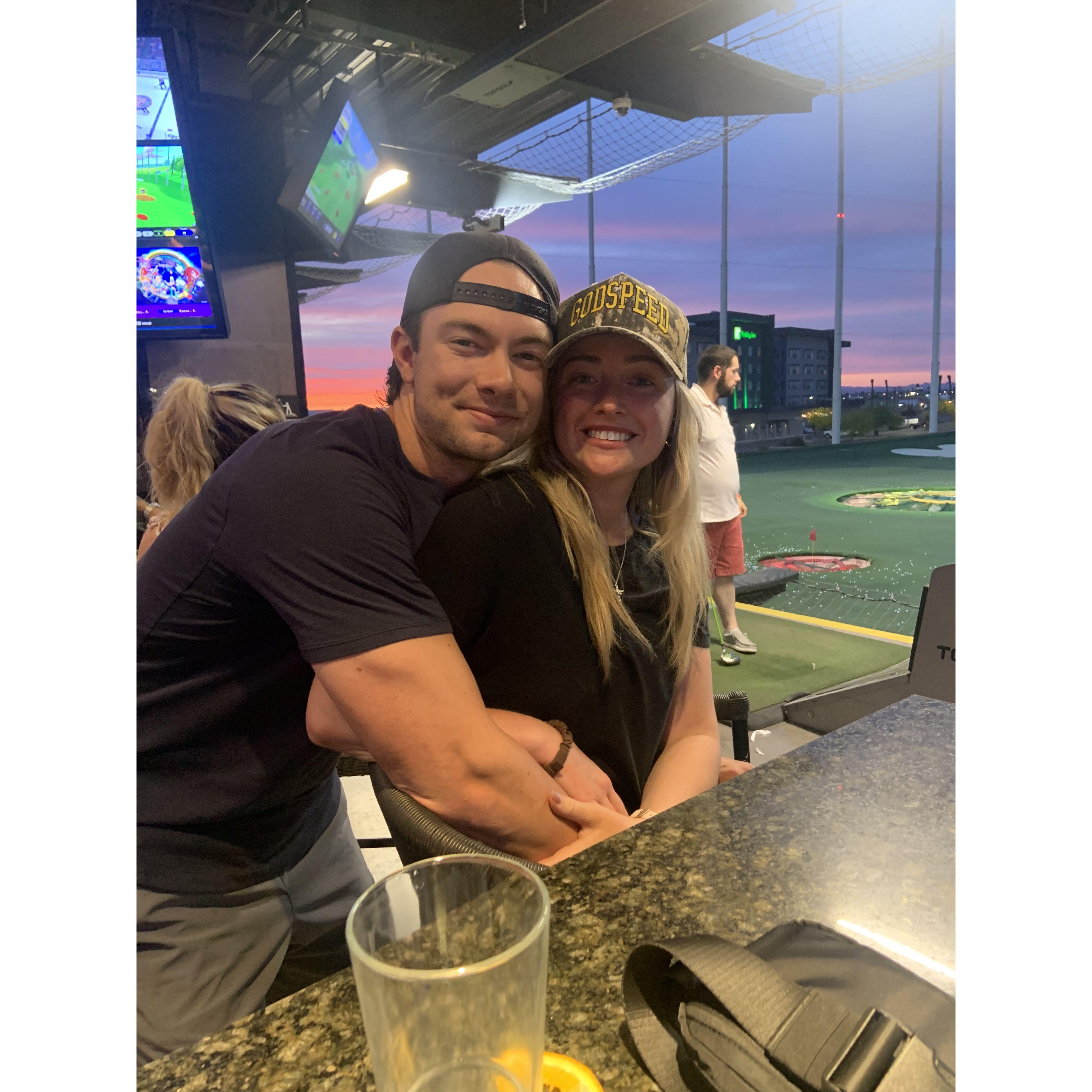 Our last night engaged! Playing top golf with the family