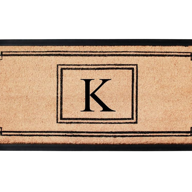 A1HC Natural Coir Monogrammed Doormat for Outside Entrance, Heavy Duty, Low Profile, Anti-Shed Treated Front Door Mat, Easy to Clean, Long Lasting Entryway Doormat - 24"x48"