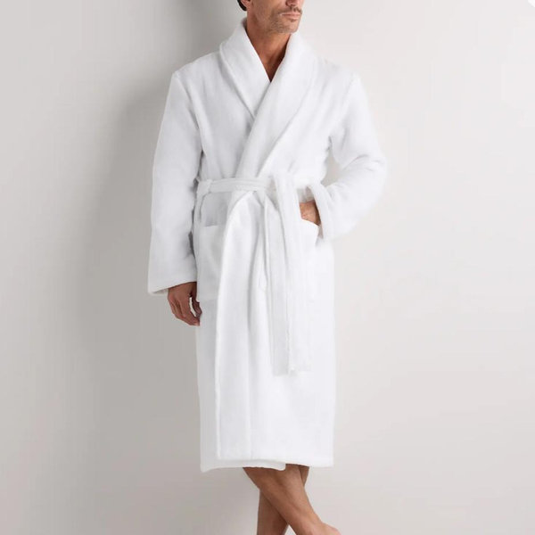 Turkish Cotton Terry Robe - White, L