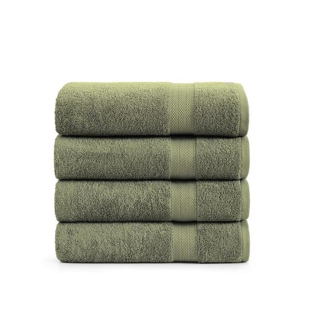 LANE LINEN Extra Large Bath Towels for Bathroom - Luxury Bathroom Towels Set, Workout Towels for Gym Sweat, Pool Towel, Quick Dry, Highly Absorbent Cotton Bath Towels Set of 4 (28" x 54") - Oil Green