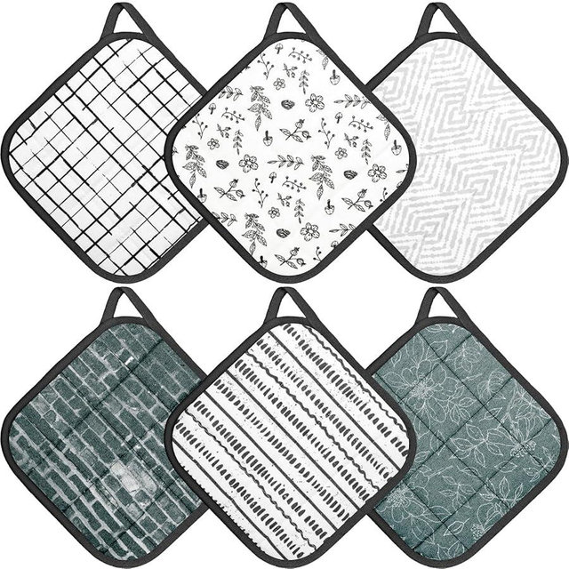 6 Pack Pot Holders 100% Cotton Heat Resistant Potholder, Machine Washable Pot Holder, Hot Pads, Table Pads for Cooking Baking (G)