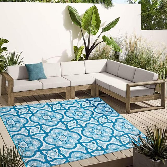 SMM001 Reversible Indoor/Outdoor Rugs-（Blue，6x9）