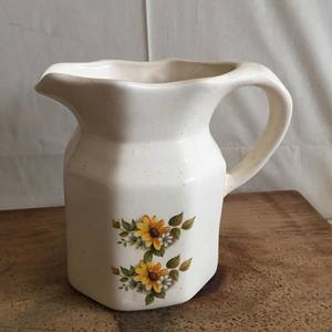 Vintage Sunflower Glass Pitcher~Farmhouse Decor~Bathroom Decor~Farmhouse Vase
