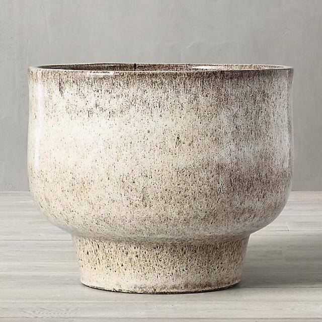 Glazed Ceramic Footed Vessel - Tall