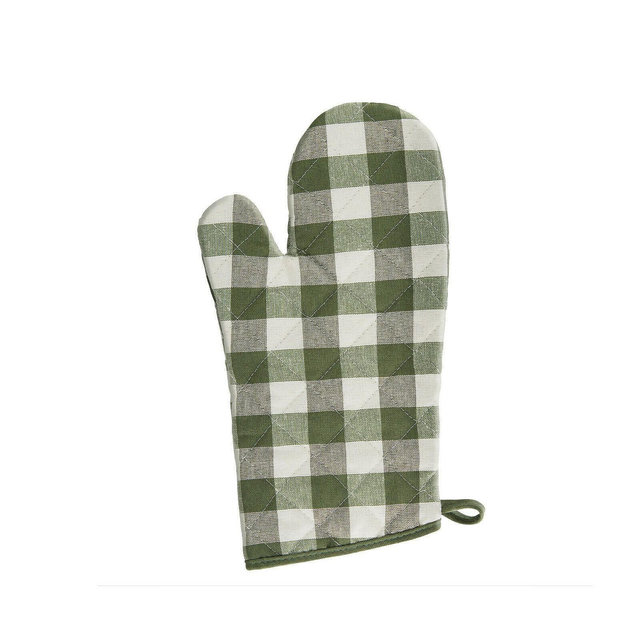 Kate Aurora 2 Pack Gingham Plaid Checkered Gingham Country Farmhouse Oven Mitts - 17 in. W x 17 in. L, Green