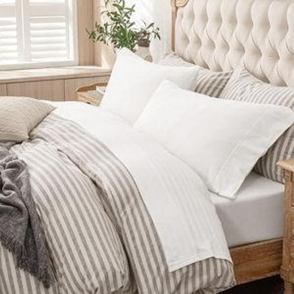 PURE ERA Jersey Knit 4pc Bed Sheet Set 100% T-Shirt Cotton Super Soft Comfy Breathable Fits Mattress Up to 20" Extra Deep Pocket (Solid Bright White, Queen)
