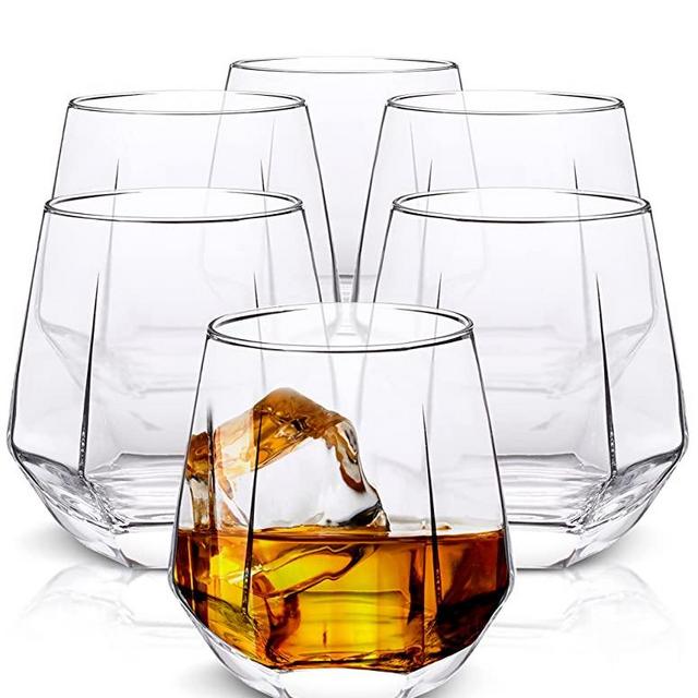 ColoVie 15 oz Stemless Wine Glasses Set of 6, Large Colored Wine