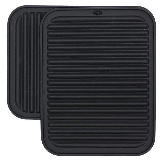 Smithcraft Silicone heat resistant trivet mat set of 2 hot pad for pot holder counter top protector and spoon rest food grade safe Rectangular Black