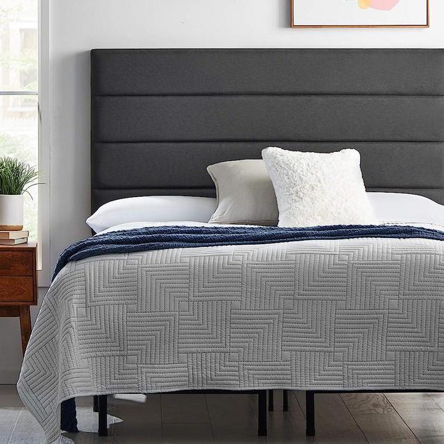LUCID Upholstered 4 Channel Horizontal Tufted Headboard for King/California King Size Bed Frame (Charcoal)