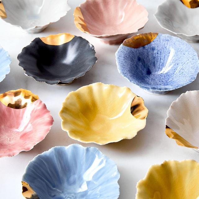 Gold-Dipped Pinch Bowls (Set of 2) - Cream