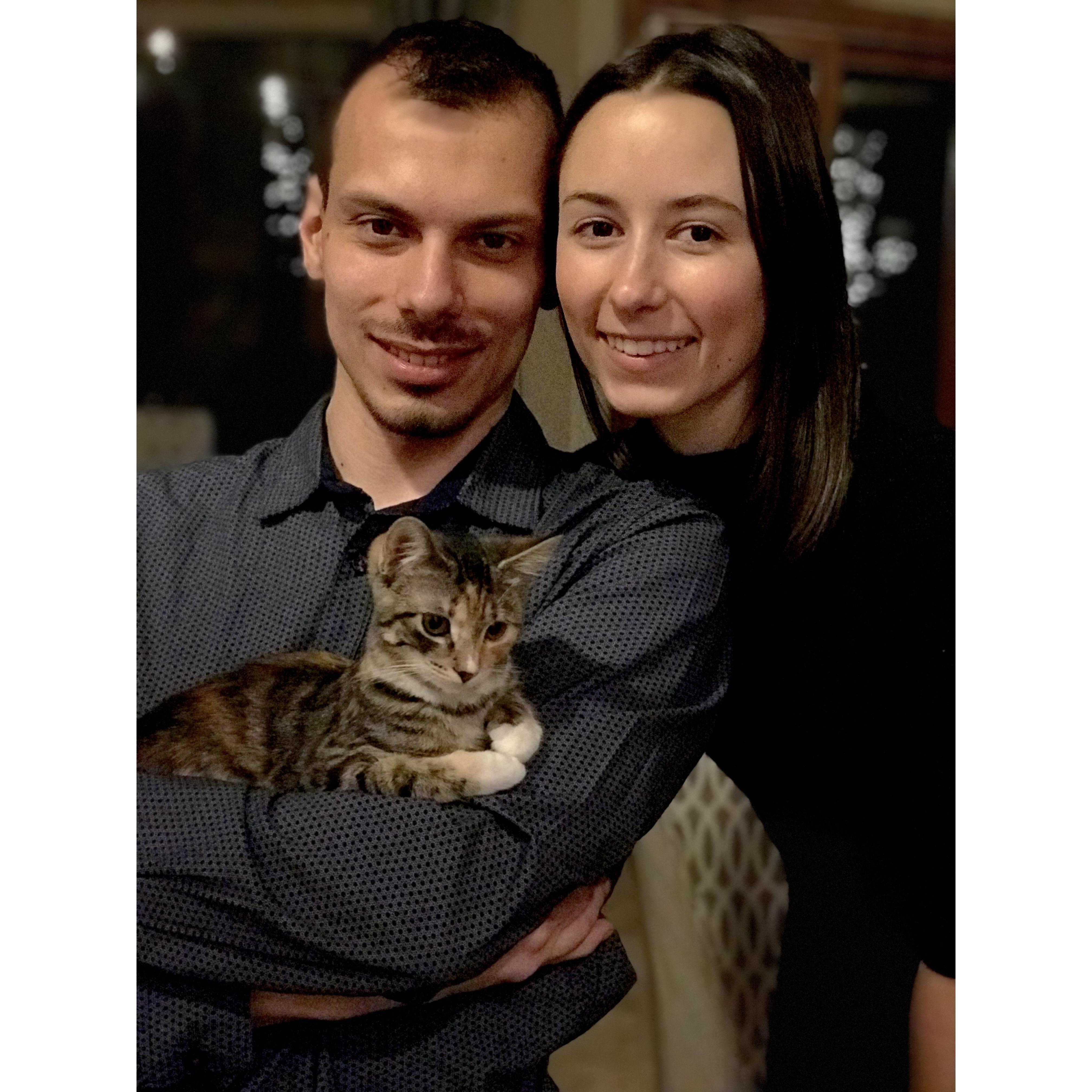 Christmas 2017 with our new kitten.