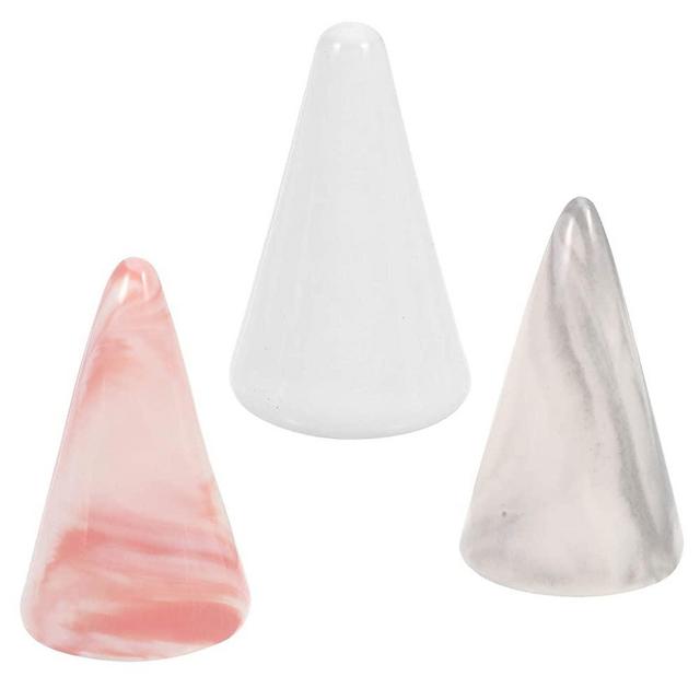 SUSSURRO 3 Pieces Cone Ring Holder Ceramic   Marble Ring Holder Tower Decorative Display Stand for Jewelry Ring Wedding Ring