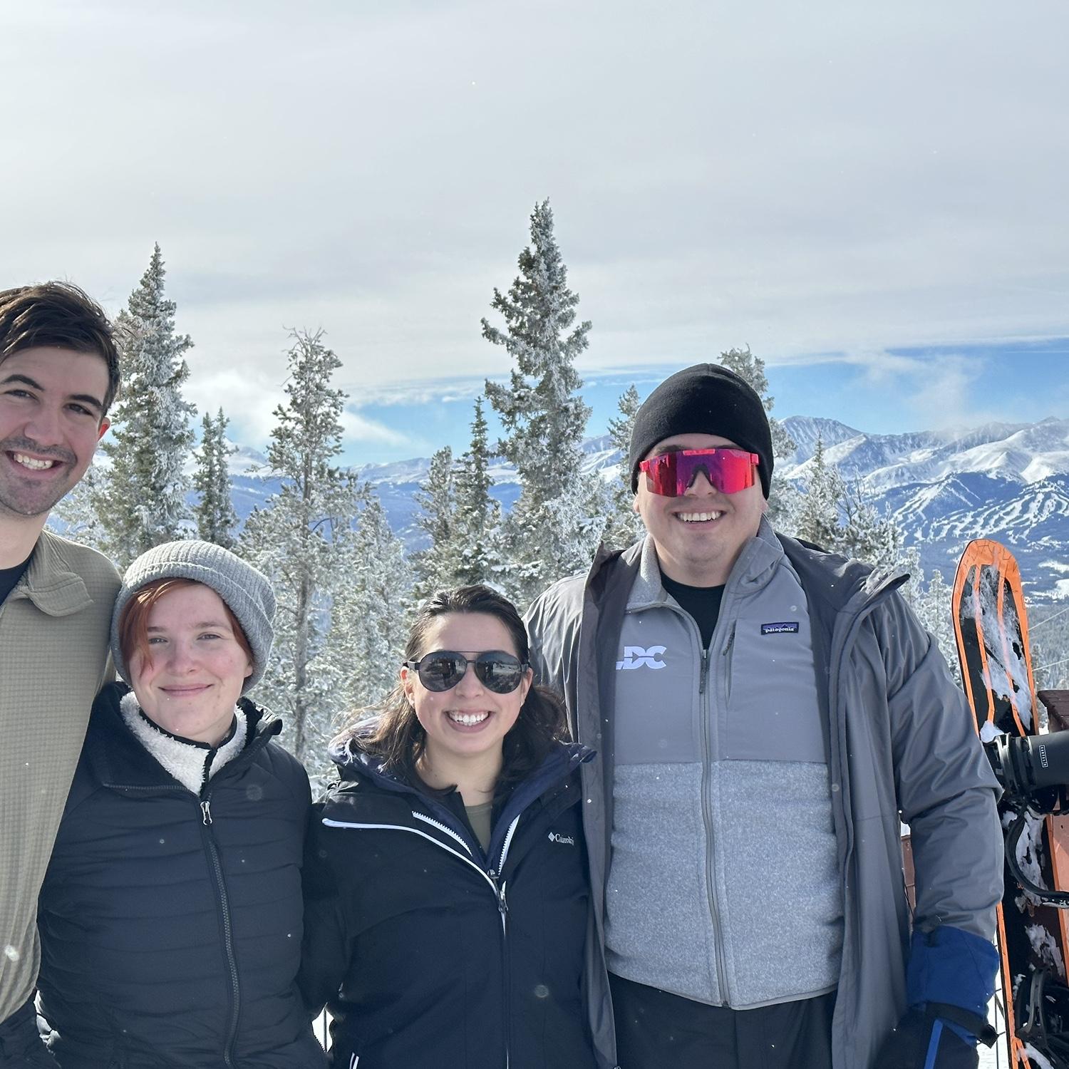 Ski newbs in Colorado with teacher the Vito Ursini.