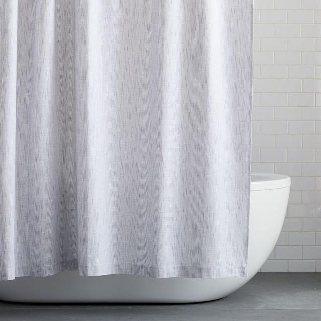 Organic Mini Stripe Shower Curtain + Liner, Iron Gate