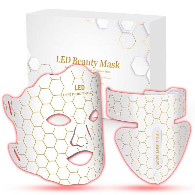 Yahi LED Face Mask Light Therapy, Red Light Therapy for Face, 175 High-Density Light Beads, 7-1 Colors LED Facial Skin Care Mask, White