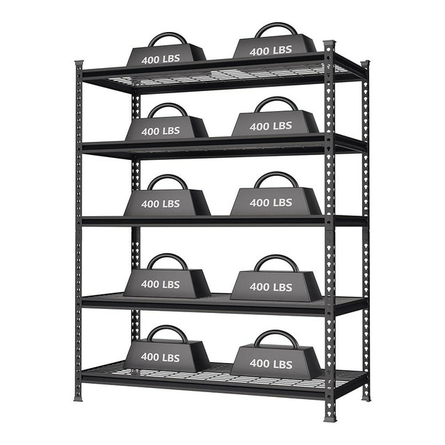 WORKPRO 5-Tier Metal Shelving Unit, 48”W x 24”D x 72”H, Heavy Duty Adjustable Storage Rack, 4000 lbs Load Capacity (Total), for Garage, Basement, Warehouse, Workshop
