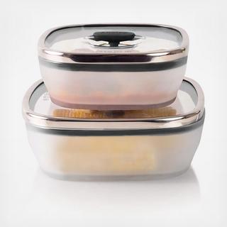 4-Piece Square Frosted Glass Cookware & Storage Set