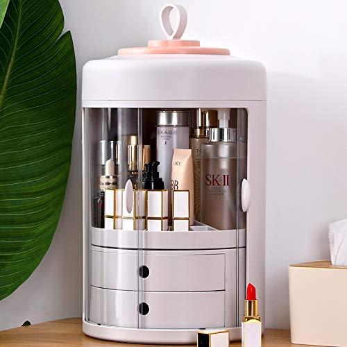 Inner 360-Degree Rotating Cosmetic Storage Box,Large-Capacity Multifunctional Portable Round Dustproof Makeup Organizer