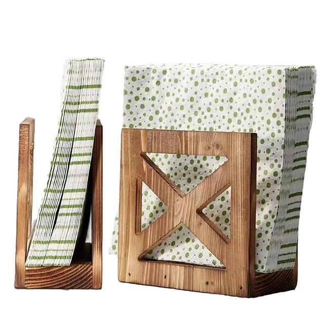 Interoceanic Rustic Napkin Holder Wooden Farmhouse Style Paper Napkins Storage Dispenser for Kitchen, Table, Restaurant, Cafe and Bar- Wood Upright Napkin Holders Ideal Gifts
