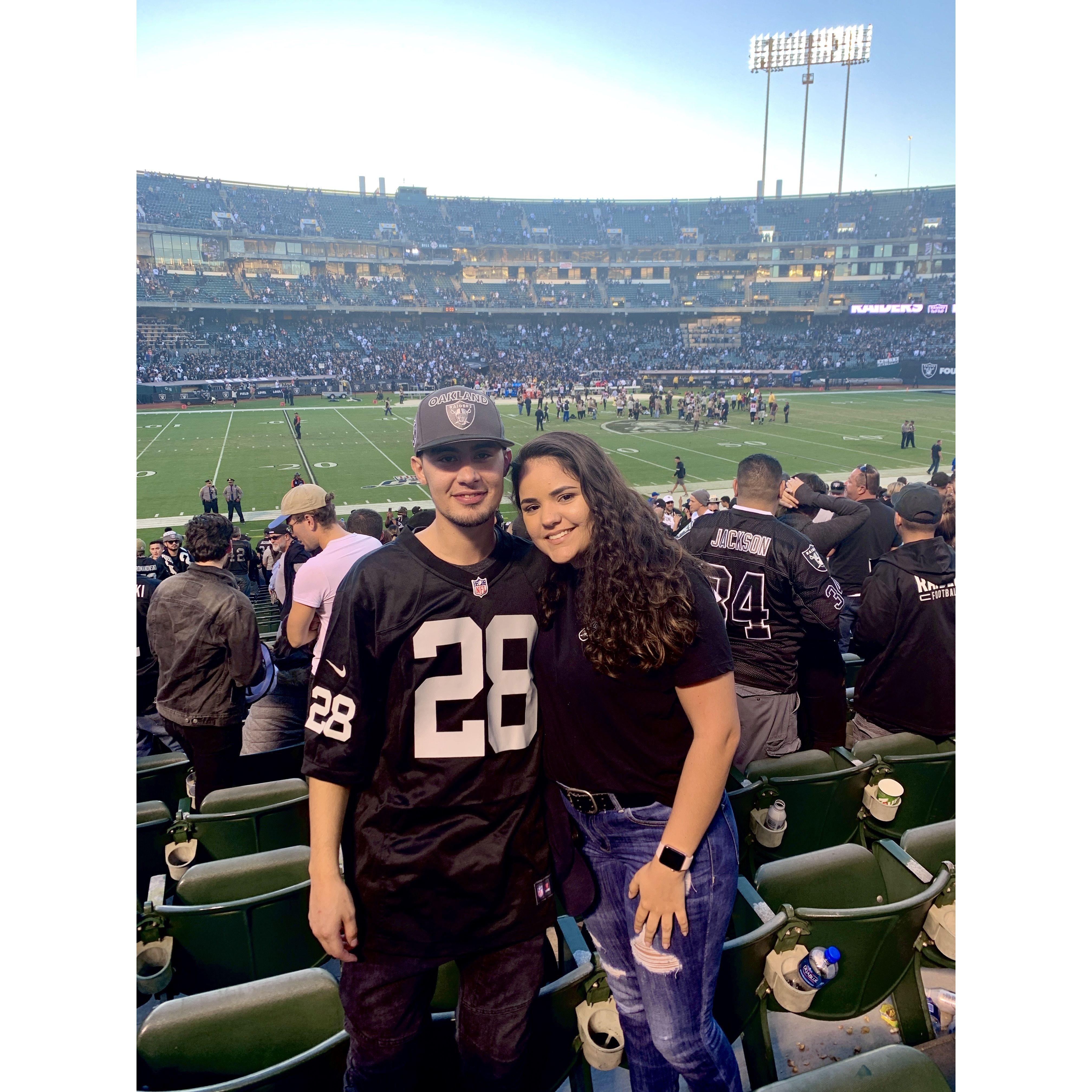 Our first Raider game together in Oakland, CA! 11/17/2019