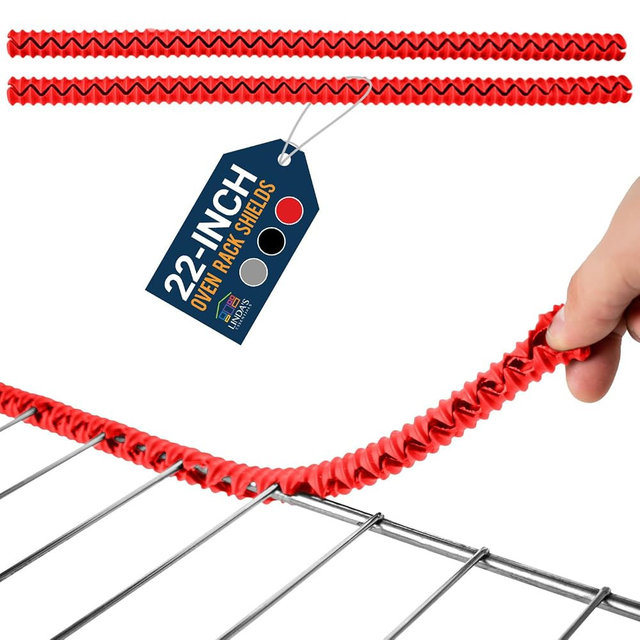 Silicone Oven Rack Shields by Linda’s Essentials (2 Pack) | Heat Resistance Silicone Oven Rack Protectors Guards Against Burns and Scars | 22 Inches Long (Red)