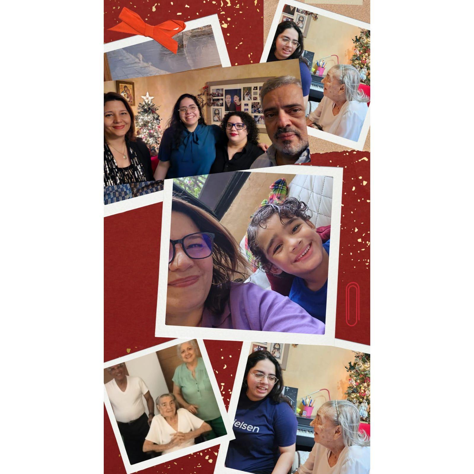 Collage of Adelle's visit home for Christmas