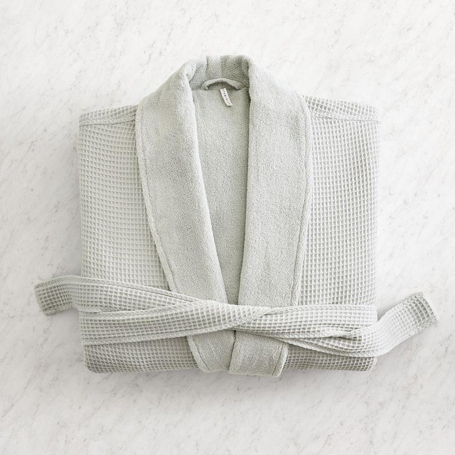 Waffle Weave Resort Robe, Gray Frost, Extra Large