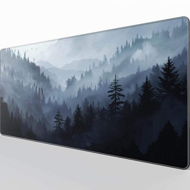 KTRIO Large Gaming Mouse Pad with Stitched Edges, Extended Mousepad with Superior Micro-Weave Cloth, Non-Slip Base, 31.5 x 15.7 in Keyboard Pad, Desk Mat for Gamer, Office & Home, Cloud Forest