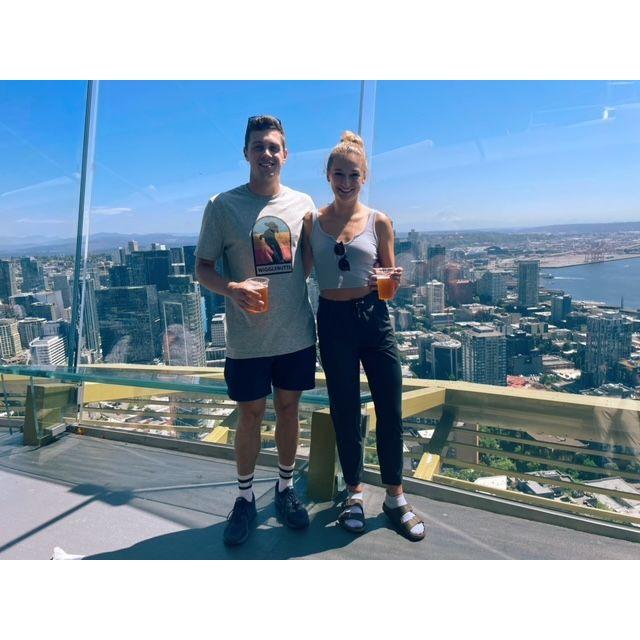 On top of the Space Needle in Seattle - fun fact, they serve alcohol at the top!