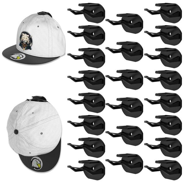 Niunuerga 22 Pack Adhesive Hat Hooks for Wall, Super Strong Hat Rack for Baseball Caps, Minimalist Hat Organizer Display for Home Decor, Hat Hangers Holder for Wall, Door, Closet, No Drilling (Black)