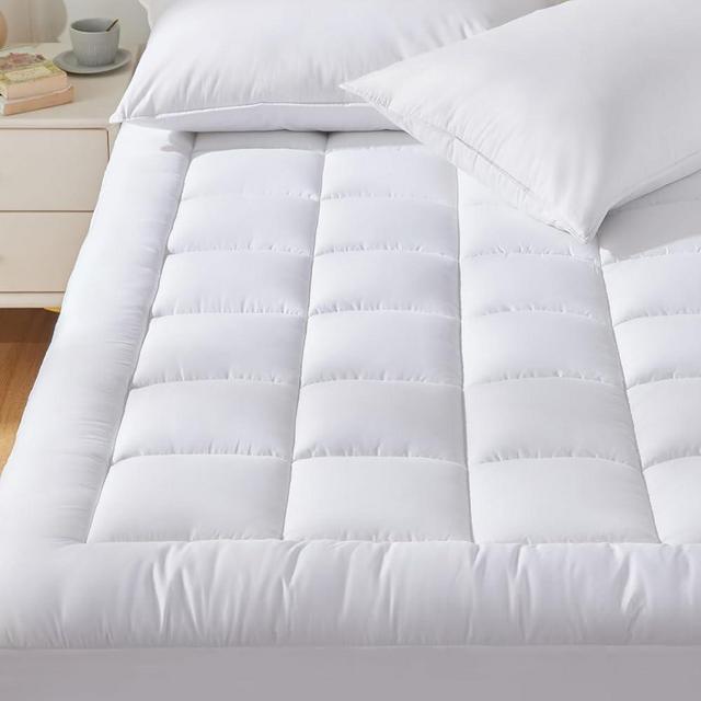 CozyLux Queen Size Mattress Pad Pillow Top Cotton Mattress Topper 8-21" Deep Pocket Mattress Cover Quilted Fitted Cooling 450GSM Mattress Protector (60x80 inch,White)