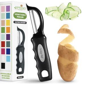 Spring Chef Premium Swivel Vegetable Peeler, Soft Grip Handle and Ultra Sharp Stainless Steel Blades - Perfect Kitchen Peeler For Veggie, Fruit, Potato, Carrot, Apple - Black