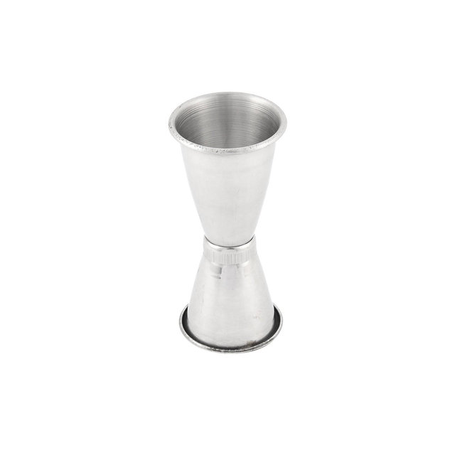 Unique Bargains Stainless Steel Double-sided Liquid Silver Tone Measuring Cup 2" x 4" Silver Tone 1 Pc