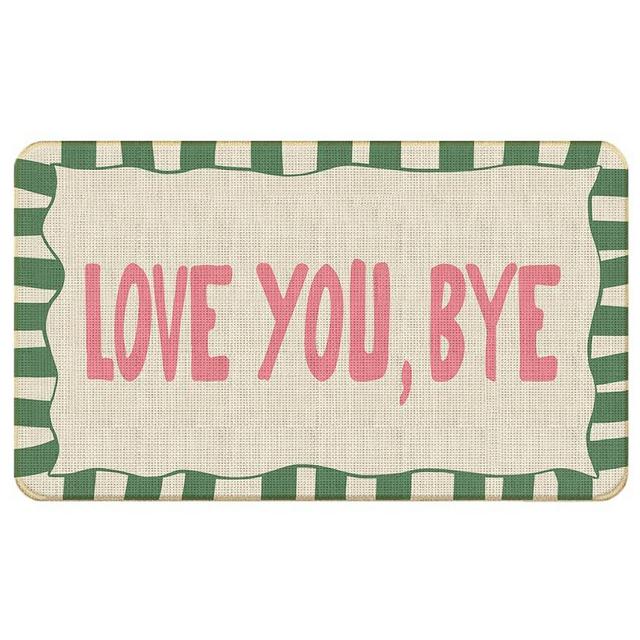 Chicimln Coquette Green Bow Floral Door Mat, Preppy Bow Flower Non-Slip Linen Doormat Outdoor Indoor Entrance, Rustic Botanical Welcome Mats Rugs for Entryway Front Door Porch, 17x30 Inch