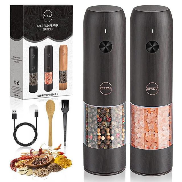 Zulay Kitchen Refillable with Adjustable Coarseness options Salt and Pepper Grinder - Silver