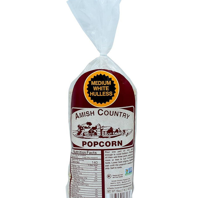 Amish Country Popcorn | 1 lbs Bag | Medium White Popcorn Kernels | Old Fashioned, Non-GMO and Gluten Free (Medium White - 1 lbs Bag)