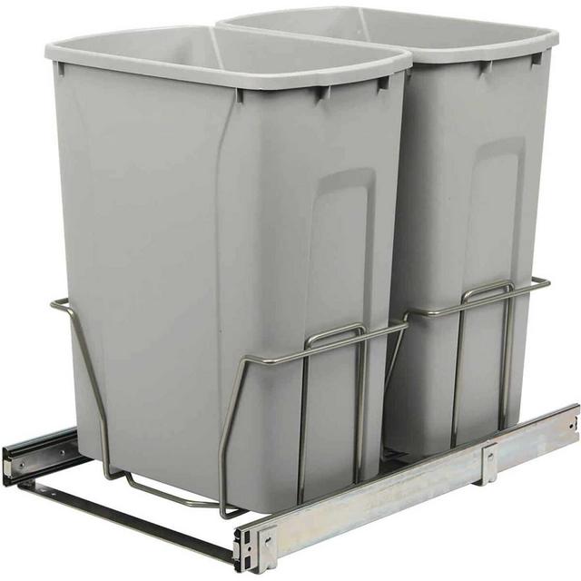 Knape & Vogt Real Solutions 29 Qt. In-Cabinet Double Pull Out Bottom Mount Trash Can