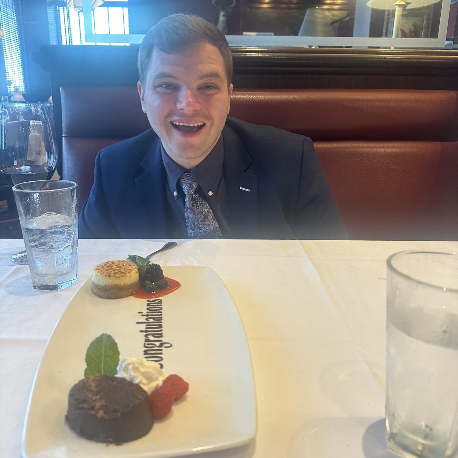 We had a beautiful dinner before Franklin's proposal, after a full day of fun. The waiter surprised us with this dish and a rose!