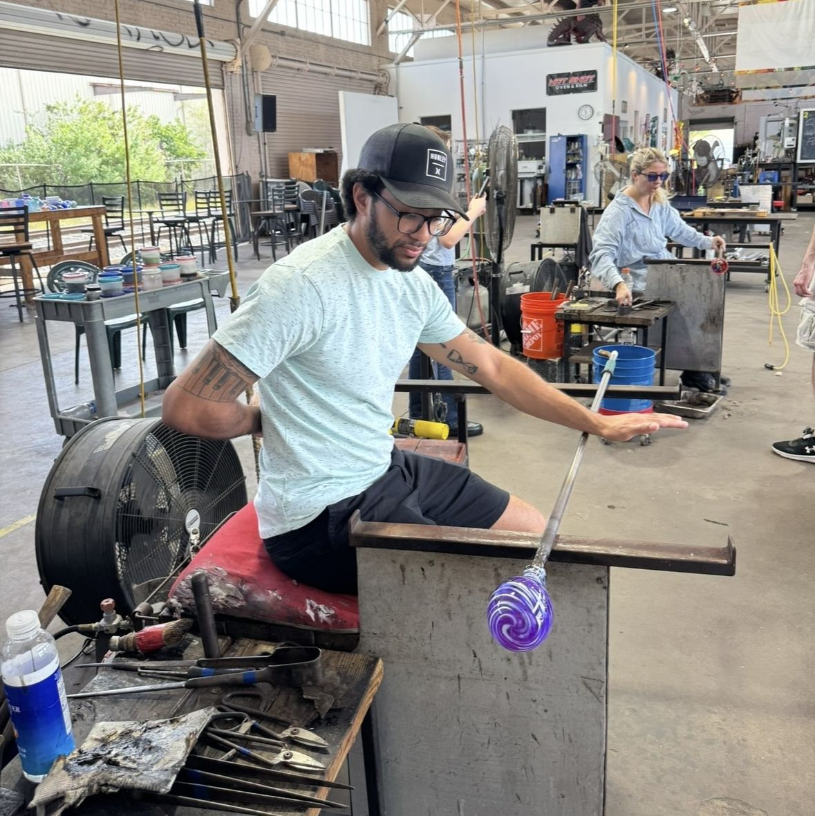 December 13, 2025: We went glass blowing as a part of Tony's birthday weekend festivities. He made a drinking glass and Cass made an ornament for the Christmas tree!