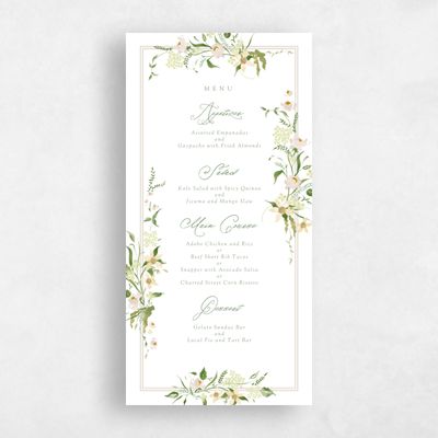 White Wedding Menu - Erica