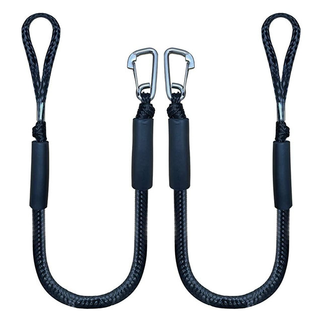 Bungee Dock Line Boat Ropes for Docking Line Mooring Rope with Stainless Steel Clip Accessories for Boats PWC, Built in Snubber, Kayak, Watercraft,SeaDoo,Jet Ski, Pontoon, Canoe, Power Boat 2-Pack