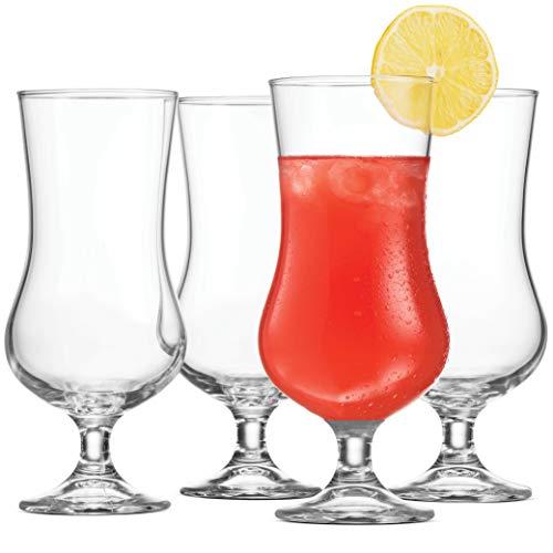 Bormioli Rocco (Set of 4) Cocktail Glasses Tulip Shaped - 17 Ounce Pina Colada Glass, Hurricane Glasses for Drinking Full Bodied Beer, Water, Juice, Lead-Free Bar Glass Italian Crafted Beer Glasses