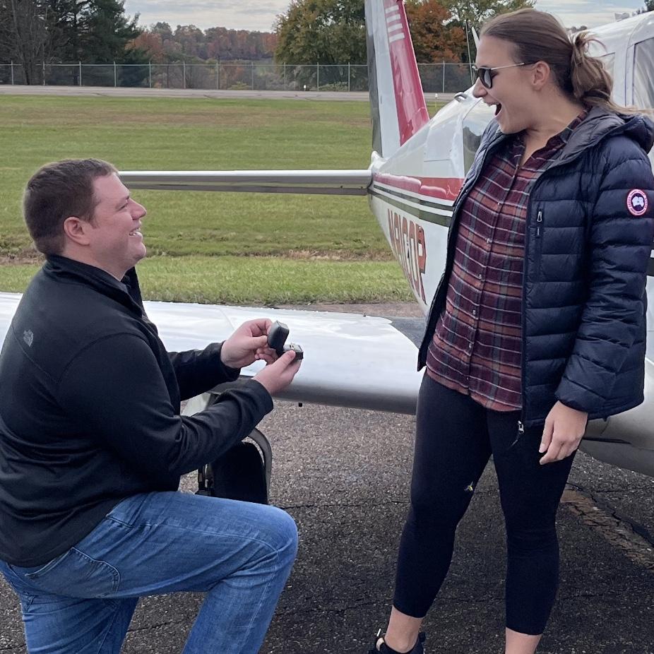 Jessica and I got engaged at our favorite breakfast fly-in destination Carol County Airport (KTSO)