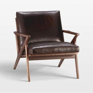 Cavett Wood Frame Leather Chair