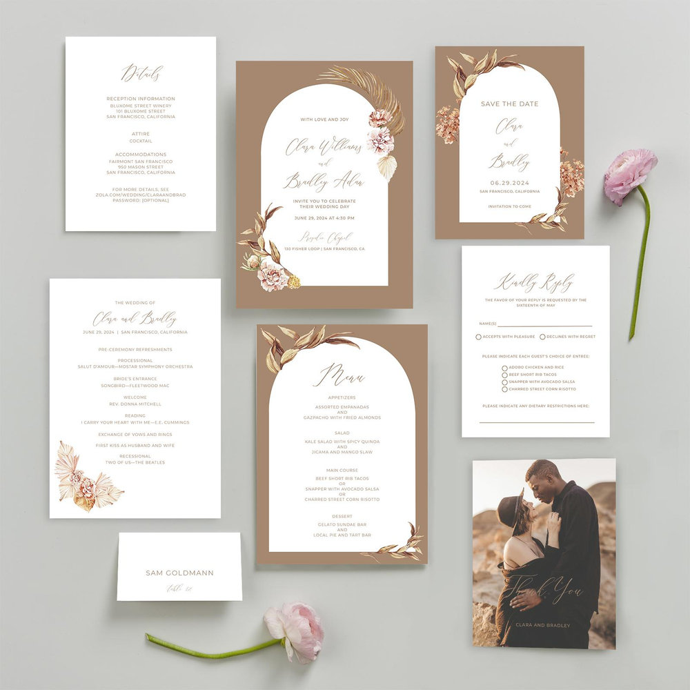 Caoba Portrait | White | Zola Wedding Invitations