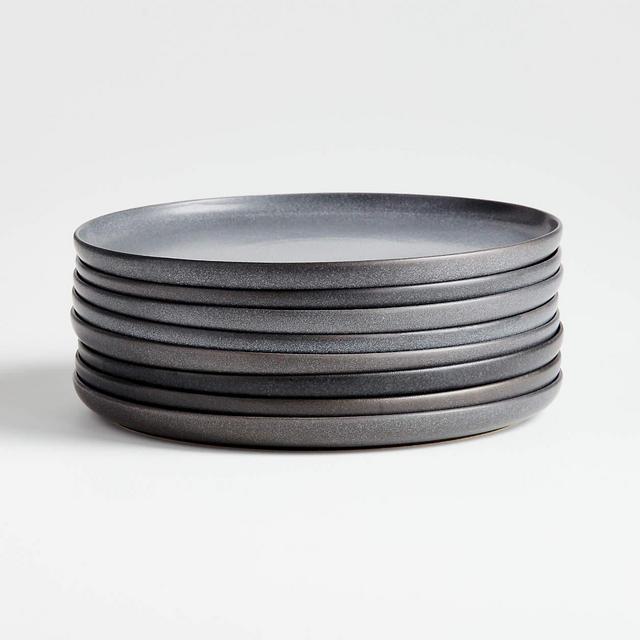 Wren Matte Dark Grey Salad Plates, Set of 8