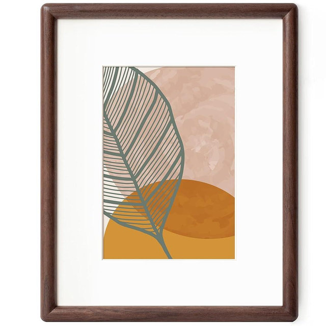 Axeman 8 x 10 Walnut Frame - Rounded Corner 8x10 Picture Frame Matted to 5x7 - Walnut Wood 8 by 10 Photo Frame with Tempered Glass for Tabletop or Wall Mount Display